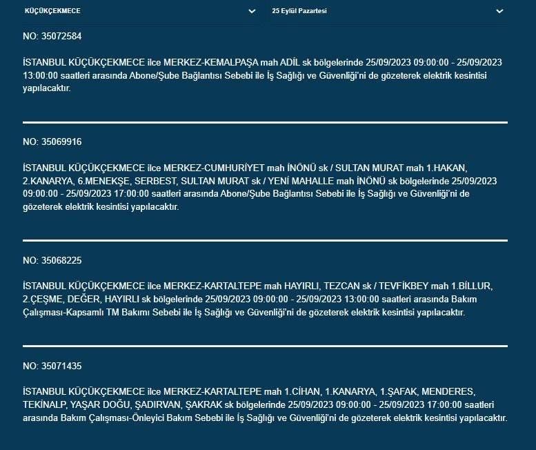 BEDAŞ İstanbul’un 22 ilçesinde elektriklerin kesileceğini duyurdu 6